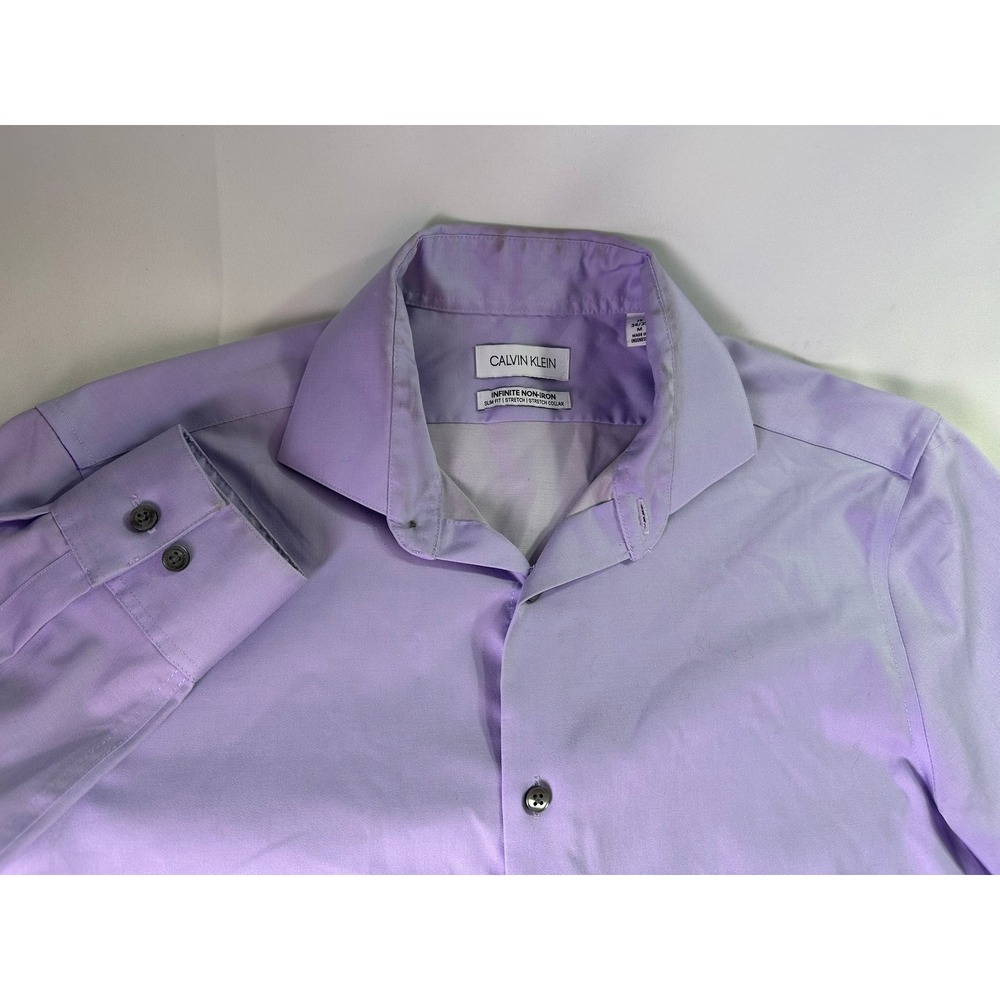 Calvin Klein Infinite Non-Iron Slim Fit Stretch Dress Shirt Purple Medium Men's